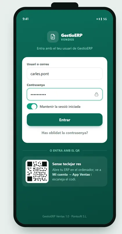 App de ventas GestioERP · Acceso
