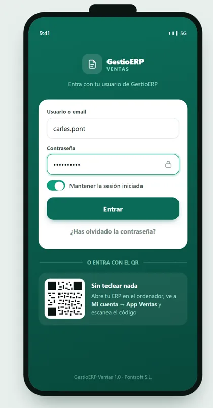 App de ventas GestioERP · Acceso