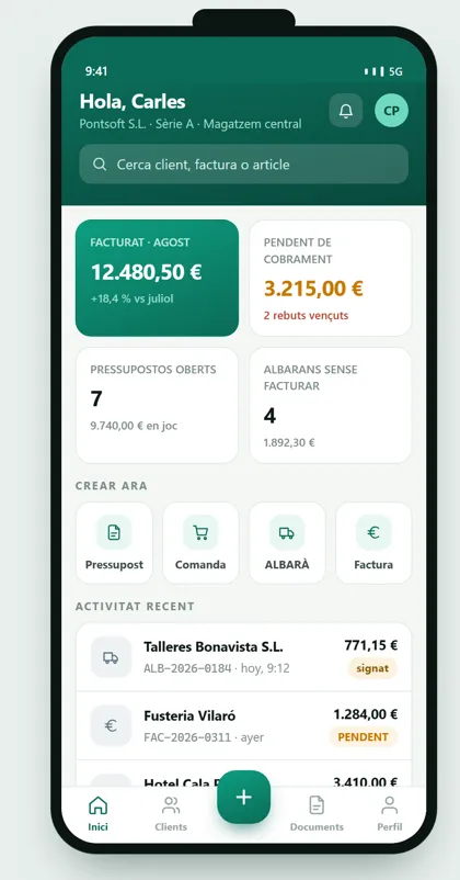 App de ventas GestioERP · Inicio