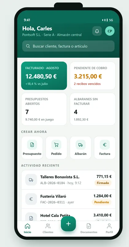 App de ventas GestioERP: inicio