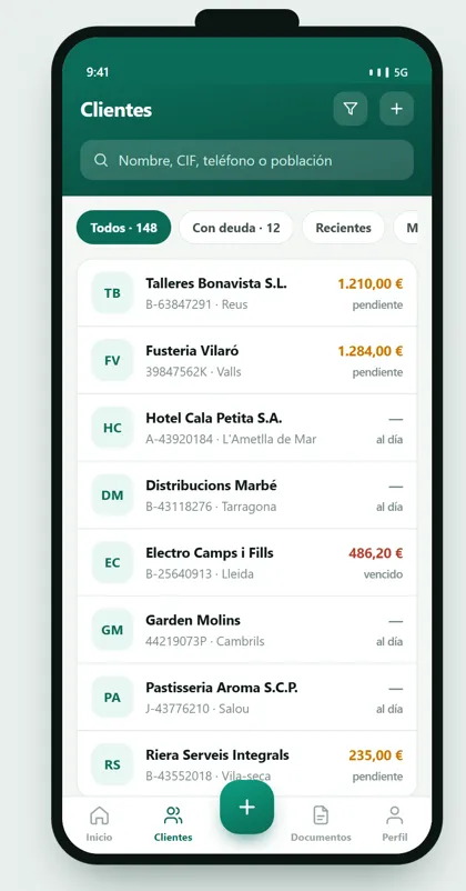 App de ventas GestioERP · Clientes