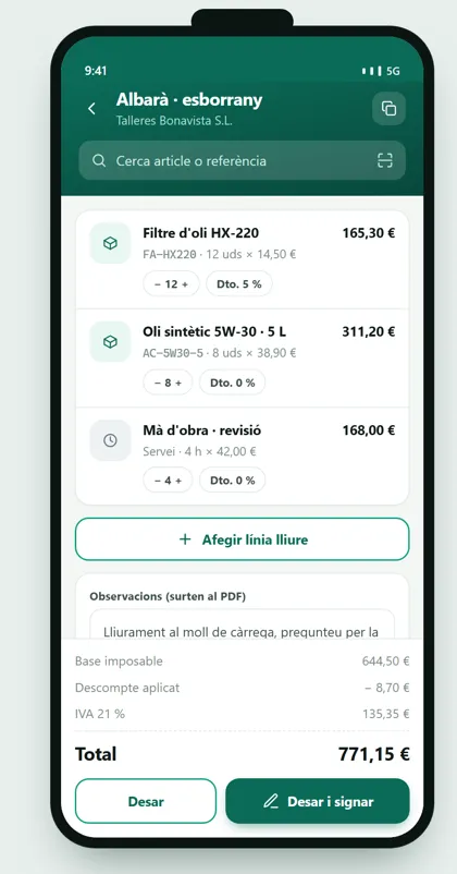 App de ventas GestioERP · Líneas