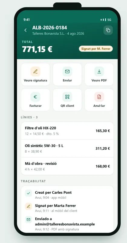 App de ventas GestioERP · Albarán