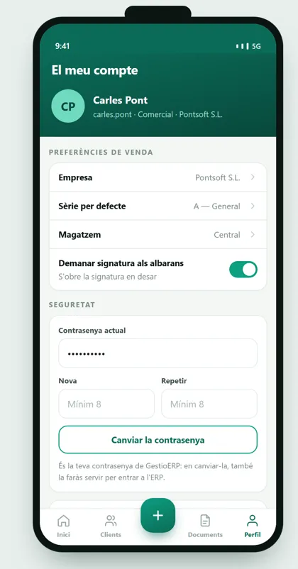 App de ventas GestioERP · Mi cuenta
